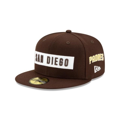 Brown San Diego Padres Hat - New Era MLB Boxed Wordmark 59FIFTY Fitted Caps USA3854107